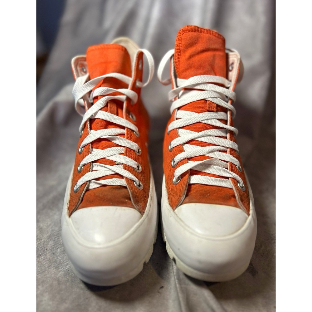 Converse Orange/White Canvas Sneaker Boots Ankle Lace Up Round Toe Logo